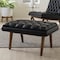 Baxton Studio Annetha Black Upholstered Walnut Finished Wood Ottoman 144-7934 - alternate 5